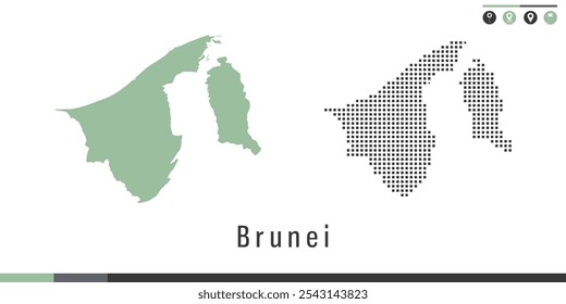 Mapa do conjunto vetorial de pontos verdes e cinzas de Brunei.