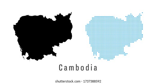 Mapa del conjunto de vectores de puntos negros y azules de Camboya.