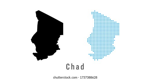 Vector set map of Chad black and blue dots.