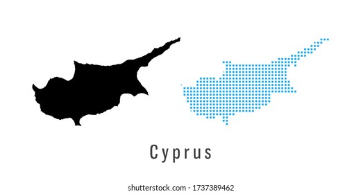 Vector set map of Cyprus black and blue dots.