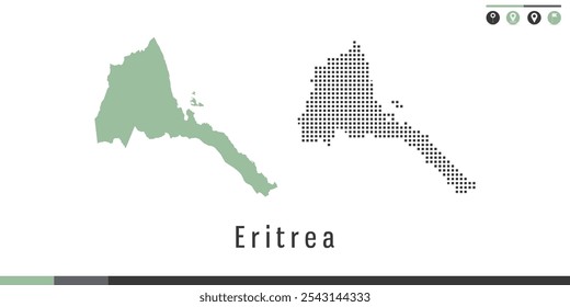 Vector set map of Eritrea green and gray dots.