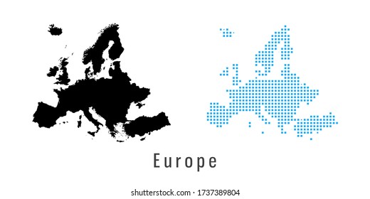 Mapa vectorial de puntos negros y azules de Europa.