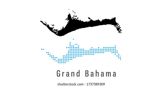 Mapa vectorial de puntos negros y azules de Grand Bahama.