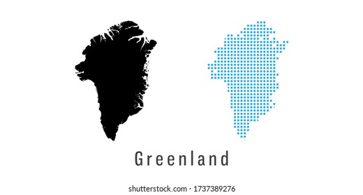 Vector hat eine Karte mit schwarzen und blauen grönländischen Punkten.