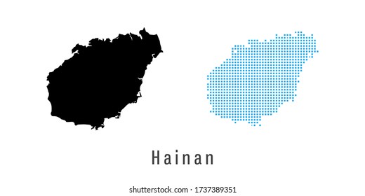 Vector set map of Hainan black and blue dots.