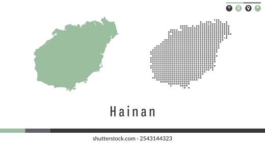 Mapa vetorial dos pontos verde e cinzento de Hainan.