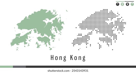 Vektorgrafik der grünen und grauen Punkte von Hong Kong.