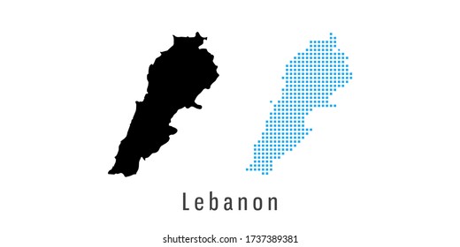 Mapa vectorial de puntos negros y azules del Líbano.