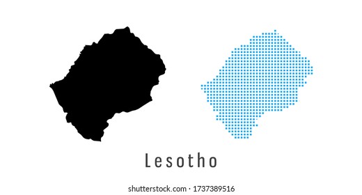 Vector set map of Lesotho black and blue dots.