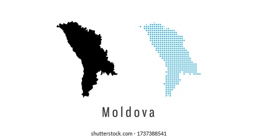 Vector set map of Moldova black and blue dots.