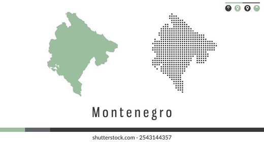 Mapa vetorial dos pontos verde e cinzento de Montenegro.