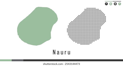 Mapa de conjunto de Vectores de puntos verdes y grises de Nauru.