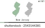 Vector set map of New Jersey green and gray dots.