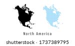 Vector set map of North America black and blue dots.