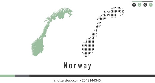 Mapa de conjunto de Vectores de Noruega con puntos verdes y grises.