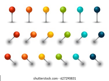 Vector set of map pointers. Colorful markers.