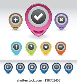 Vector set of map pointers icon, GPS navigation