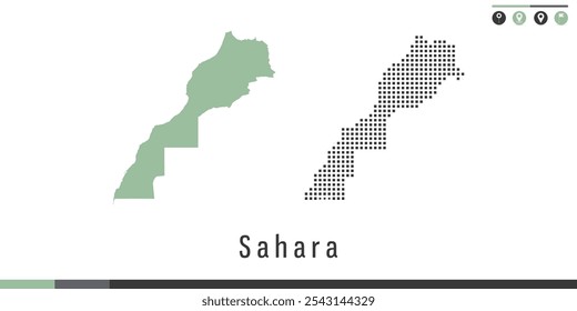 Mapa vetorial dos pontos verde e cinzento do Sara.