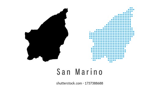 Mapa vectorial de puntos negros y azules de San Marino.