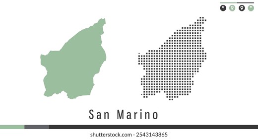 Mapa do conjunto vetorial de pontos verdes e cinzas de São Marino.