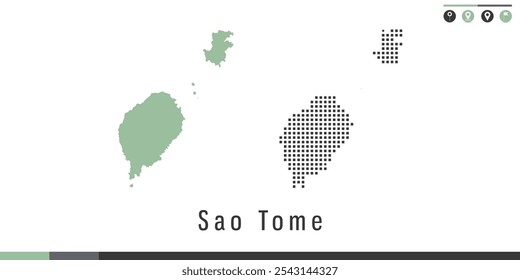 Vector set map of Sao Tome green and gray dots.