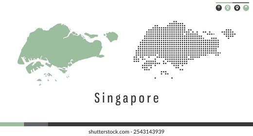 Mapa vetorial dos pontos verde e cinza de Singapura.