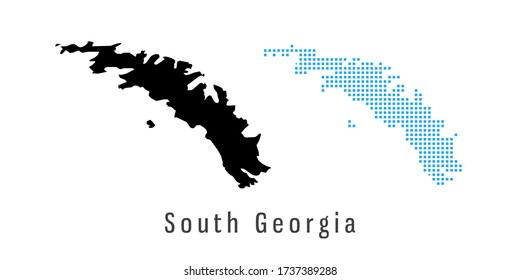 Mapa vectorial de puntos negros y azules de Georgia del Sur.