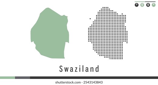 Vector set map of Swaziland green and gray dots.