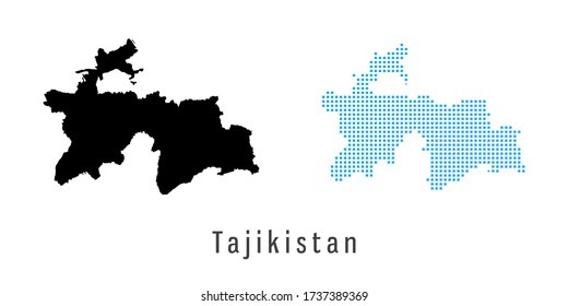 Vector set map of Tajikistan black and blue dots.