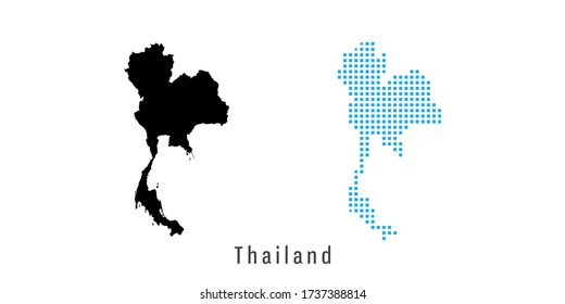 Vector set map of Thailand black and blue dots.