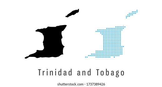 Vector set map of Trinidad and Tobago black and blue dots.