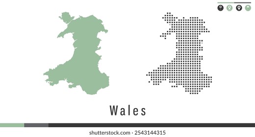 Vektorgrafik der grünen und grauen Punkte in Wales.