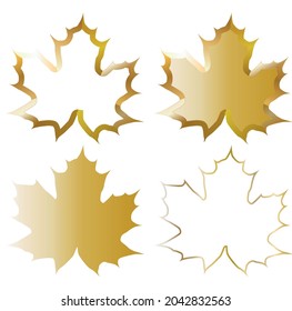 vector set of maple leaves. flat image of four golden leaves.