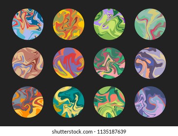 Vector set of marble colorful circles.