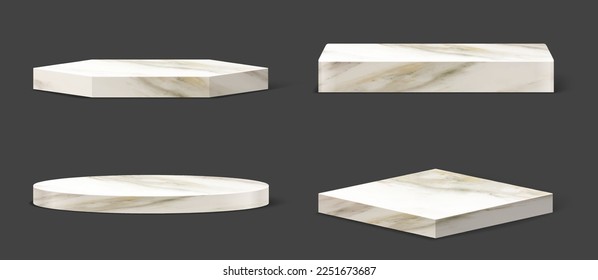 Conjunto vectorial de pedestal de mármol podio, exposición de piedra abstracta geométrica vacía muestra la ceremonia de entrega de entrega de productos