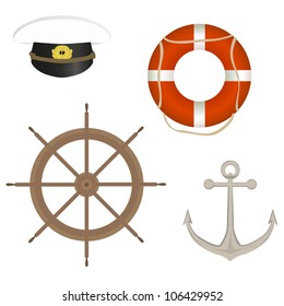 vector set of marine accessories
