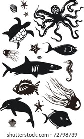 Vector Set of Marine Animals 