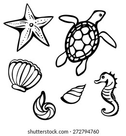 vector set of marine creatures