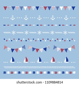 Vector set of marine decorative borders