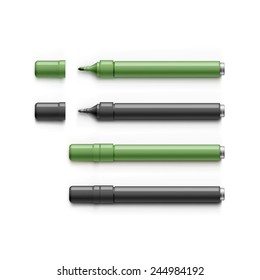 Vector Set of Markers, Highlighters, Felt Tip Pens