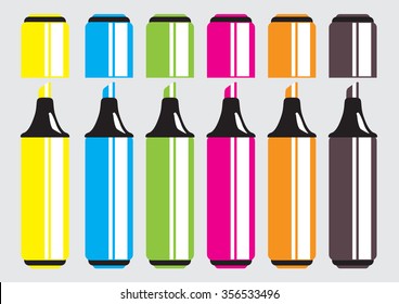 Vector Set of Markers, Highlighters, Felt Tip Pens