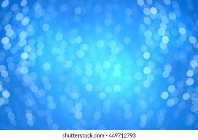 Vector set of Marry Christmas and other holidays garlands light on a transparent blue background with lights blur