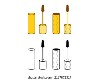 Vector set of mascara in doodle style on white background