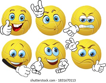 Vector set mascots of handball. Perfect for printing flyers, T-shirts, posters, brochures and other printing materials.