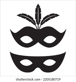 Vector Set Of Masquerade Ball Masks Silhouettes Illustration Isolated On White Background