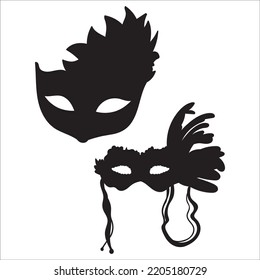 Vector Set Of Masquerade Ball Masks Silhouettes Illustration Isolated On White Background