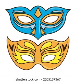 Vector Set Of Masquerade Ball Masks Illustration Isolated On White Background