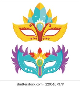 Vector Set Of Masquerade Ball Masks Illustration Isolated On White Background