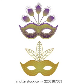 Vector Set Of Masquerade Ball Masks Illustration Isolated On White Background
