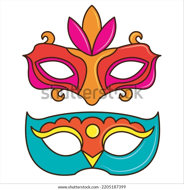 Vector Set Masquerade Ball Masks Illustration Stock Vector (Royalty ...